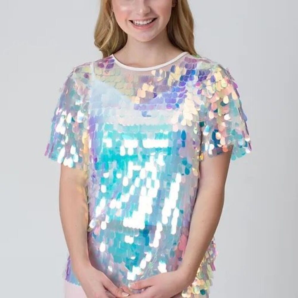 Le Superbe NWT Mimosa Sequin Top in Pink Champagne Size 0